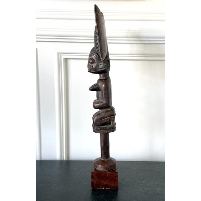 African Carved Female Statue Yoruba Ose Sango Staff For Sale - Image 4 of 14