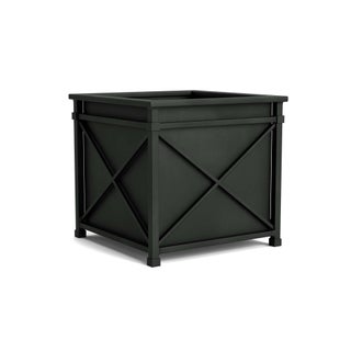 Brown Jordan Venetian 22" Square Planter in Black Jade For Sale