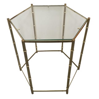 Vintage Faux Bamboo Brass Side Table For Sale