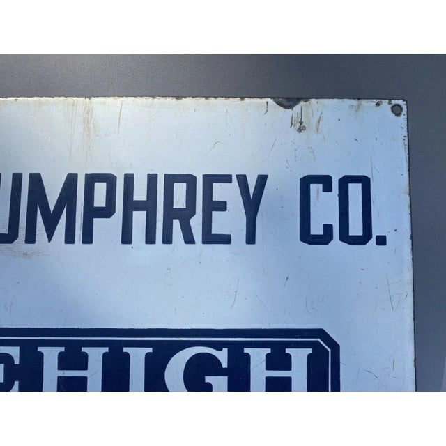 American Vintage Porcelain Advertising Sign Lehigh Cement Humphrey Co. For Sale - Image 3 of 8