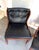 Midcentury Black Leather/Wood Tufted Side Chairs - Pair For Sale - Image 4 of 10
