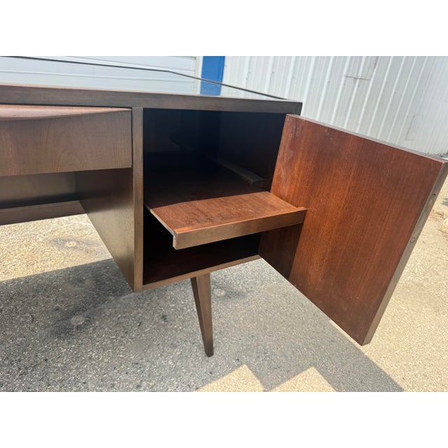 Brown Rare Mid Century Modern Franz Ehrlich Teak Executive Desk For Sale - Image 8 of 12