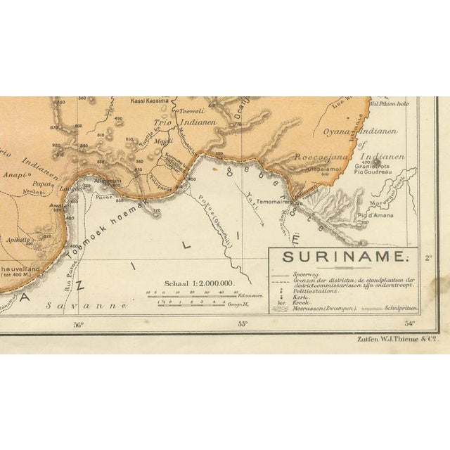Map of Suriname and the Dutch Antilles Colonial Atlas by W. J. Thieme, 1905 For Sale - Image 9 of 11