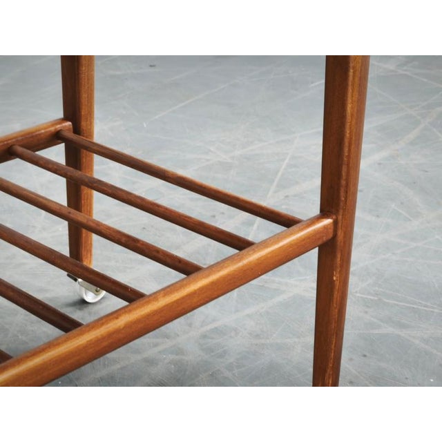 Vintage Danish Modern Teak Serving Trolley on Wheels, 1960s For Sale - Image 3 of 11