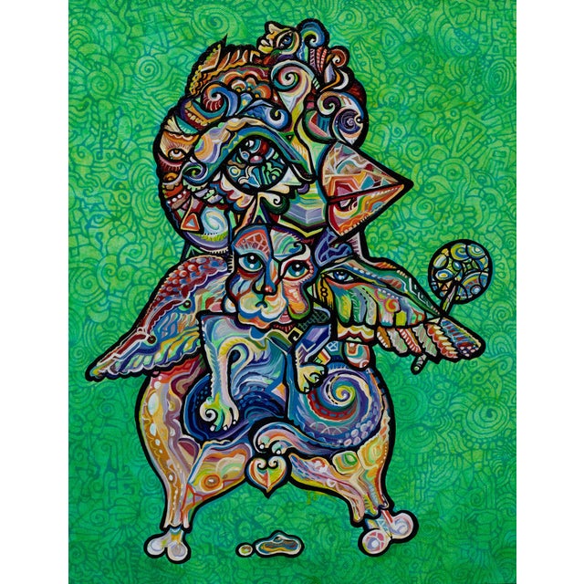 This is a one-of-a-kind original cubist painting by San Diego artist, Alexander Arshansky. Its dimensions are 18" x 14" x...