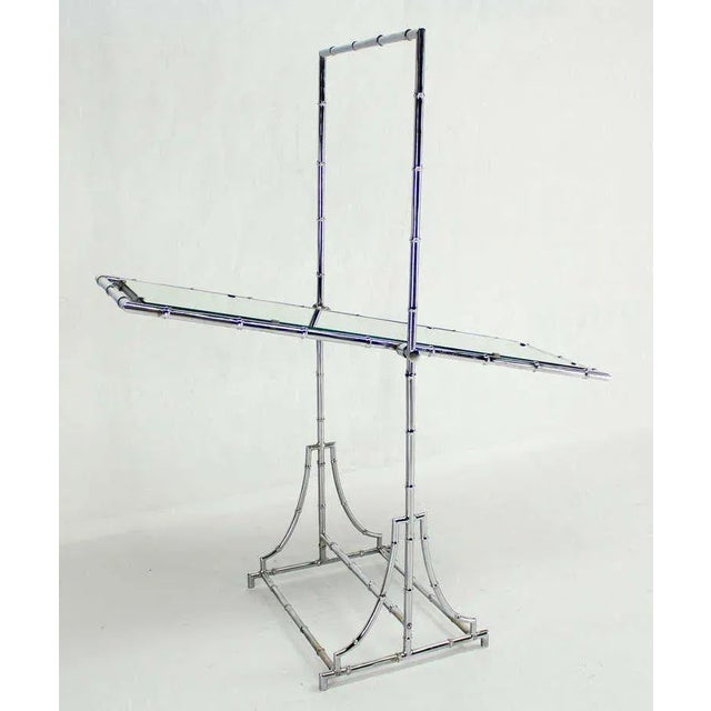 Metal Mid Century Modern Chrome Faux Bamboo Metal Chevelle Floor Mirror Double Side For Sale - Image 7 of 11