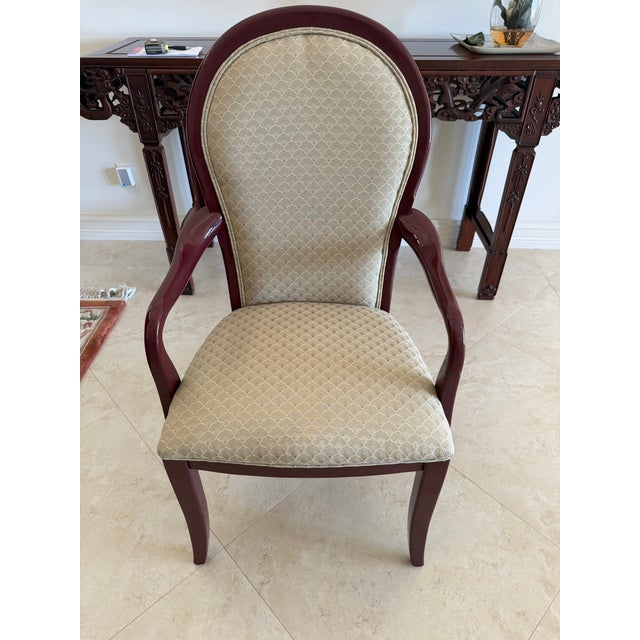 Vintage Set of 10 Century Furniture Postmodern Dining Armchairs in Florentine Rose For Sale - Image 9 of 14