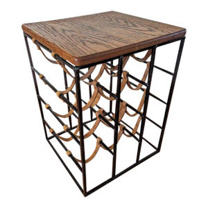 1960s Mid-Century Modern Arthur Umanoff Wrought Iron Wine Bottle Holder Rack End Table
