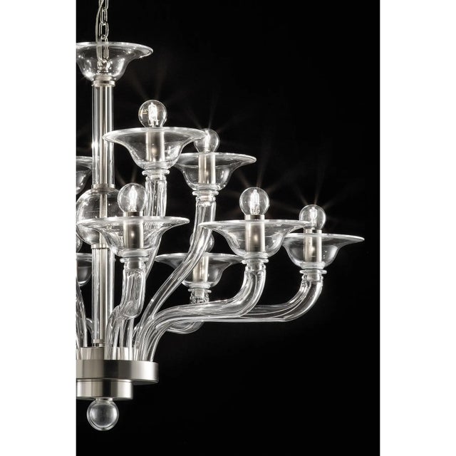 Contemporary Transparent Linear Murano Glass Chandelier by Simoeng For Sale - Image 3 of 7