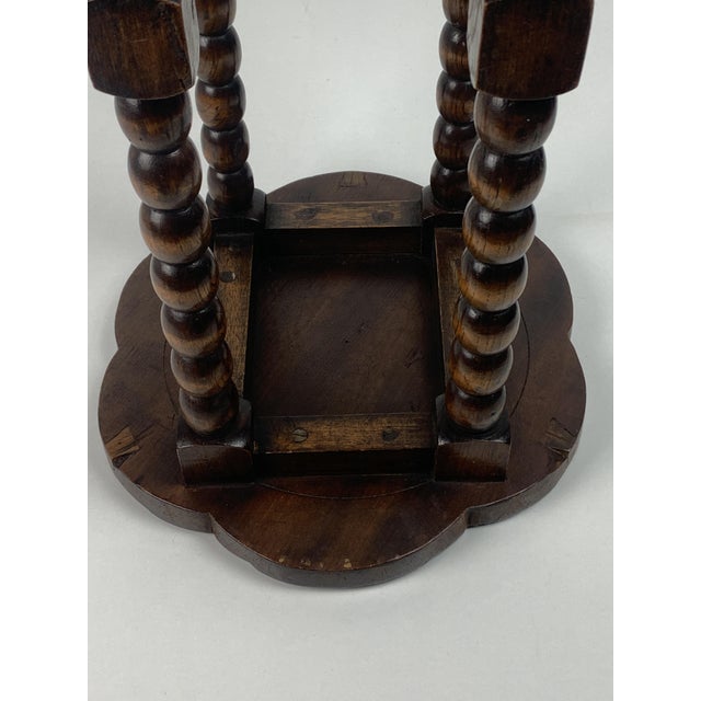 Mid-Century French Carved Oak Side Table with Lotus Motif, 1950s For Sale - Image 13 of 18