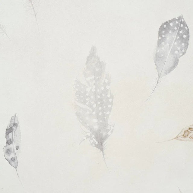 Schumacher Schumacher Woodland Feathers Wallpaper In Pebble For Sale - Image 4 of 5
