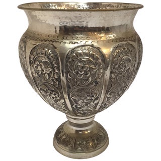 Anglo-Raj Style Silvered Footed Vase For Sale