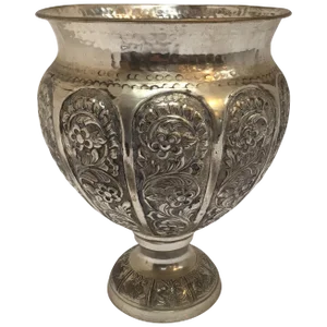 Anglo-Raj Style Silvered Footed Vase