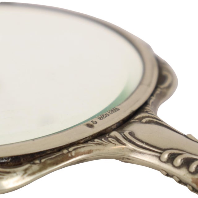Art Nouveau Style Hand Mirror in White Metal, France, 1940s For Sale - Image 12 of 13