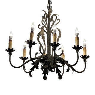 Murray Iron Work Wrought Iron Eight Arm Chandelier For Sale