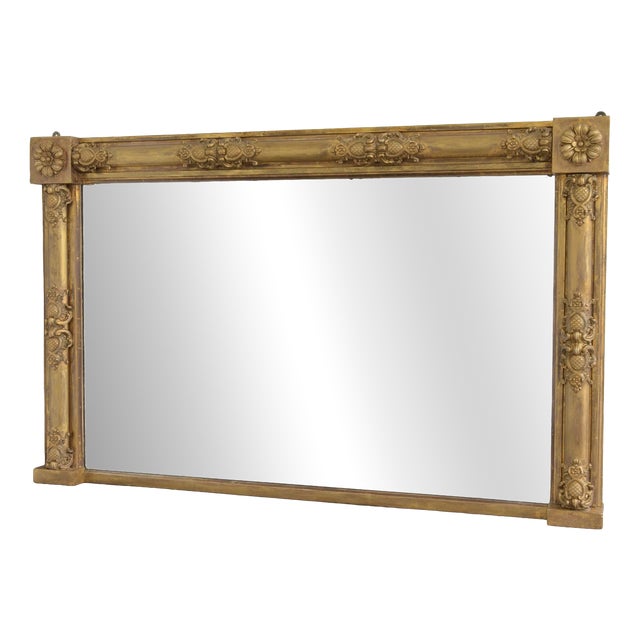 Regency Gilded Overmantel Mirror with Lightly Foxed Glass For Sale