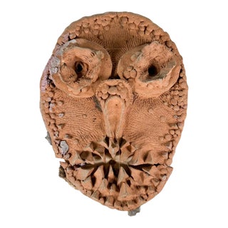 1970s Hand Crafted Art Pottery Distressed Mask For Sale