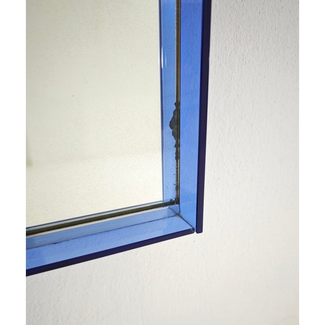 Mid-Century Modern Crystal Art Glass Blue Wall Mirror, Italy, 1960s For Sale - Image 10 of 16