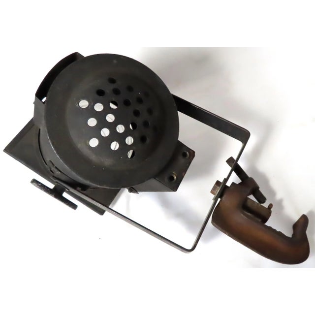 Black Authentic Vintage Mid Century Steel & Molded Glass Lens Theatre Stage Spotlight Lamp For Sale - Image 8 of 13