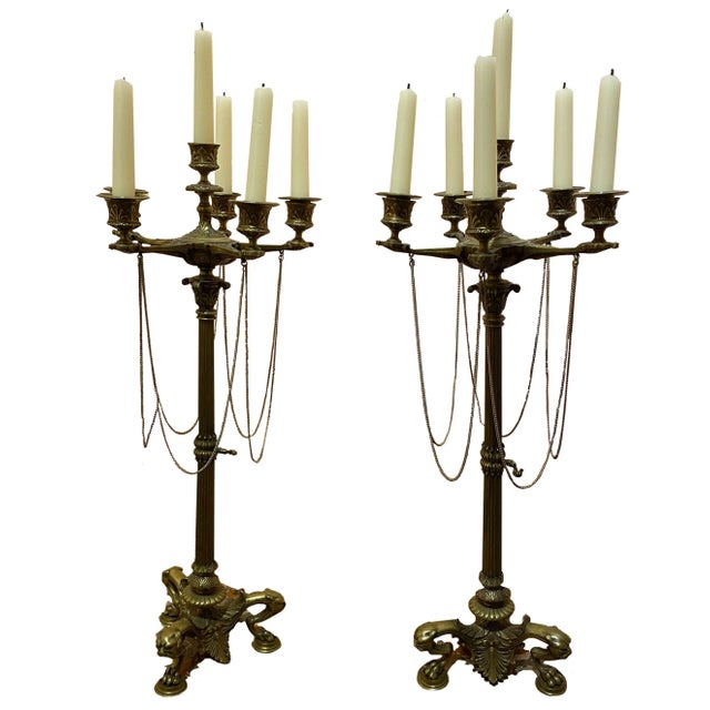 French Empire Bronze Candelabras -a Pair For Sale - Image 12 of 12