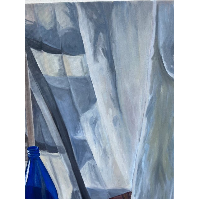 1950s Mid Century Still Life Painting Oil on Canvas Large Antique Vintage Unsigned For Sale - Image 5 of 13