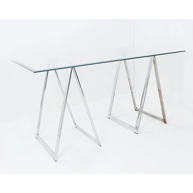 Vintage Chrome Trestle Desk, 1970s For Sale - Image 14 of 14