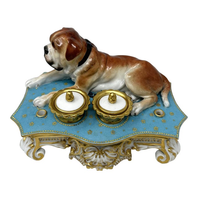 Antique French Porcelain Jacob Petite Desk Set Inkstand Provenance Ava Gardner For Sale