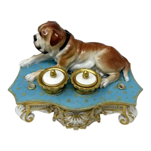 Antique French Porcelain Jacob Petite Desk Set Inkstand Provenance Ava Gardner