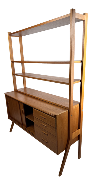 Danish Teak Bookcase with Secretary, 1960s