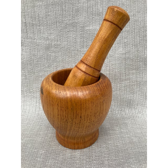 Wood Vintage Hand Turned Wooden Mortar and Pestle For Sale - Image 7 of 10