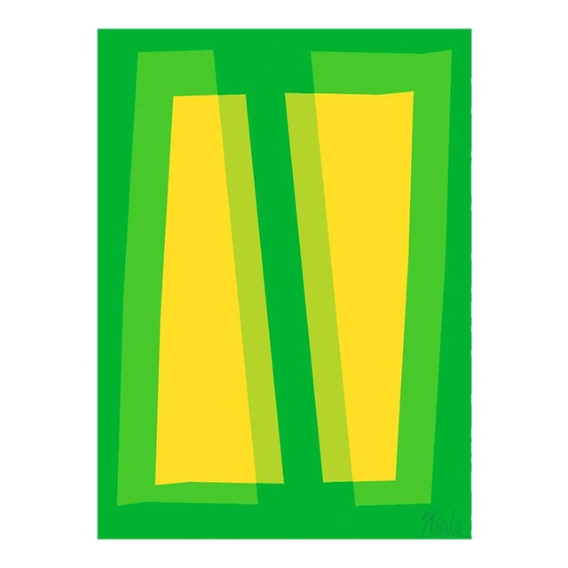 Yellow and Green Transparencies Fine Art Print 28.5" X 40" by Liz Roache For Sale