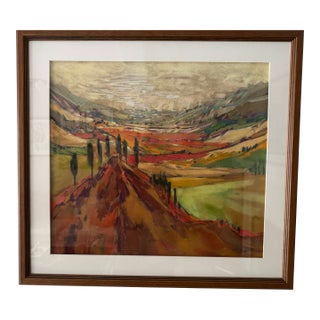 Jennifer Gardner, Psa – Tuscan Landscape Pastel (17.5" X 19.5") For Sale