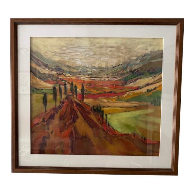 Jennifer Gardner, Psa – Tuscan Landscape Pastel (17.5" X 19.5") For Sale