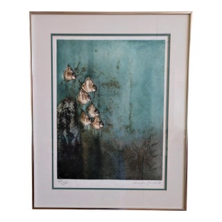 Green Fish by Kaiko Moti Limited Edition Lithograph For Sale