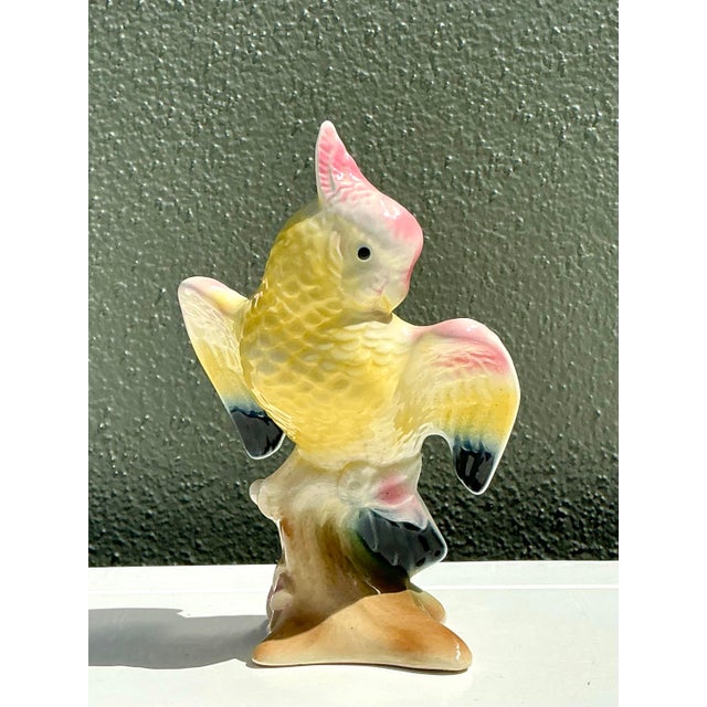 Yellow Vintage MCM Glazed Ceramic Cockatoo For Sale - Image 8 of 12
