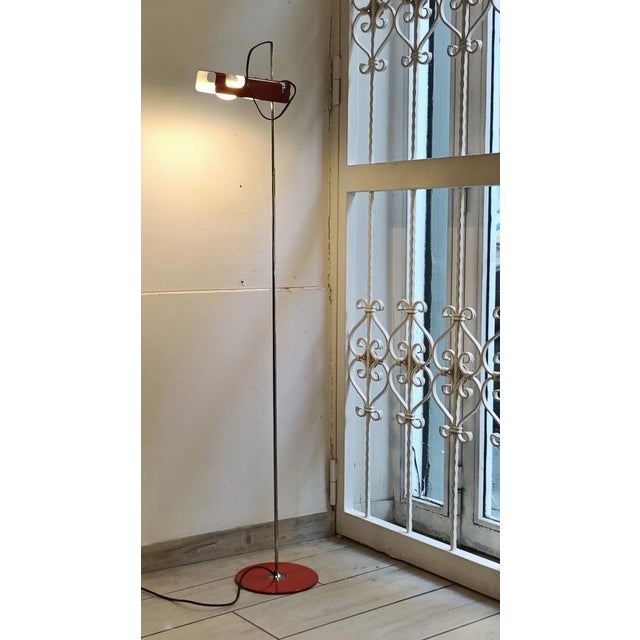 Vintage Spider Red Floor Lamp by Joe Colombo for Oluce, Italy, 1960s For Sale - Image 6 of 8