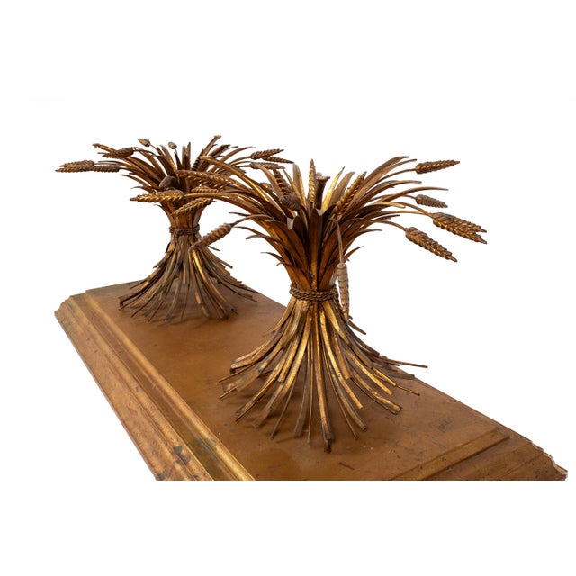 Hollywood Regency Gilt Double Wheat Sheaf Cocktail or Coffee Table in the Manner of Coco Chanel - Vintage Late 20th Century - 48” X 24” X 20” For Sale In Saint Louis - Image 6 of 6