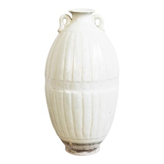 Vintage White Milk Ceramic Pottery Vase For Sale