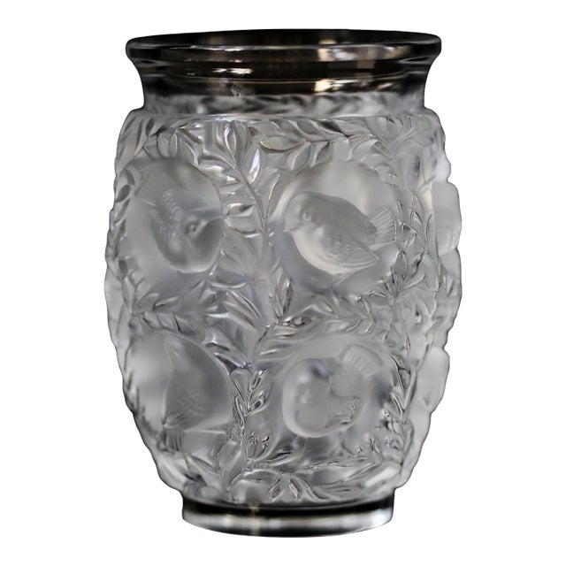 1980s Signed Lalique France Bagatelle Crystal Vase For Sale