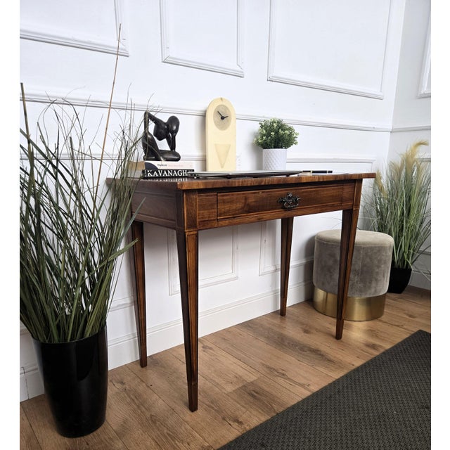 1980s Italian Walnut Marquetry Desk, 1980s For Sale - Image 5 of 11