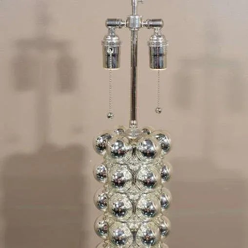 Mid-Century Modern Bubble Mercury Glass Table Plated Table Lamps - A Pair For Sale - Image 3 of 7