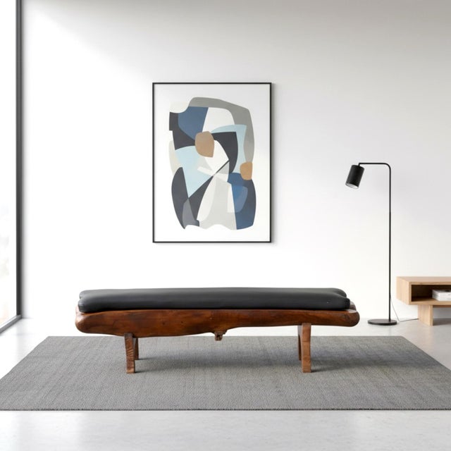 Contemporary Sculptural Organic Modern Solid Wood Bench With Cushion For Sale - Image 3 of 8