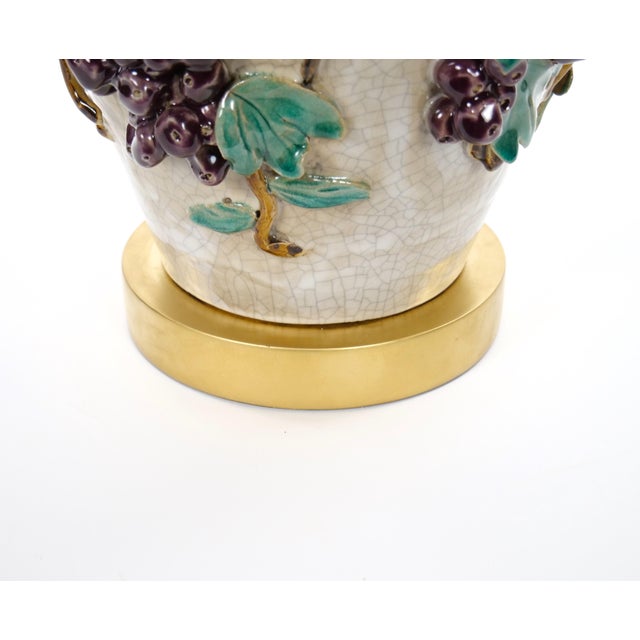 Mid-Century Modern Italian Glazed Ceramic Grape and Vine Table Lamps –Pair For Sale - Image 4 of 11