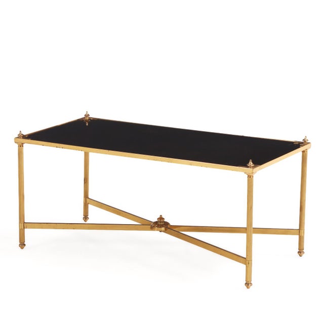 Metal A French Brass & Glass Coffee Table, in the Manner of Maison Jansen, C. 1950. For Sale - Image 7 of 7