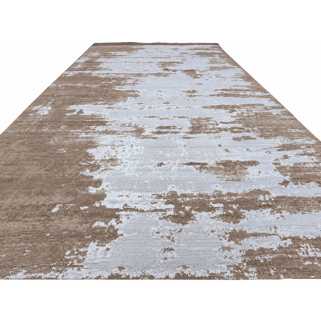 Restoration Hardware Rh Kasir Wool & Silk Rug – 10' X 14' Wheat/Camel | Hand-Knotted Wool & Silk For Sale - Image 4 of 18
