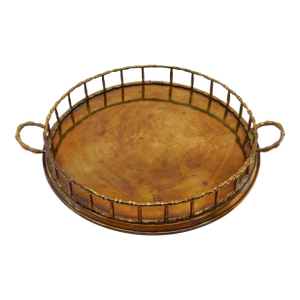 Hollywood Regency Faux Bamboo Brass Bar Serving Tray
