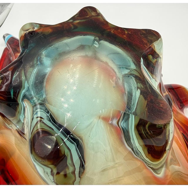 Ruby Red 1960s Mid-Century Italian Murano Sommerso Art Glass Splash Bowl Centerpiece For Sale - Image 8 of 11