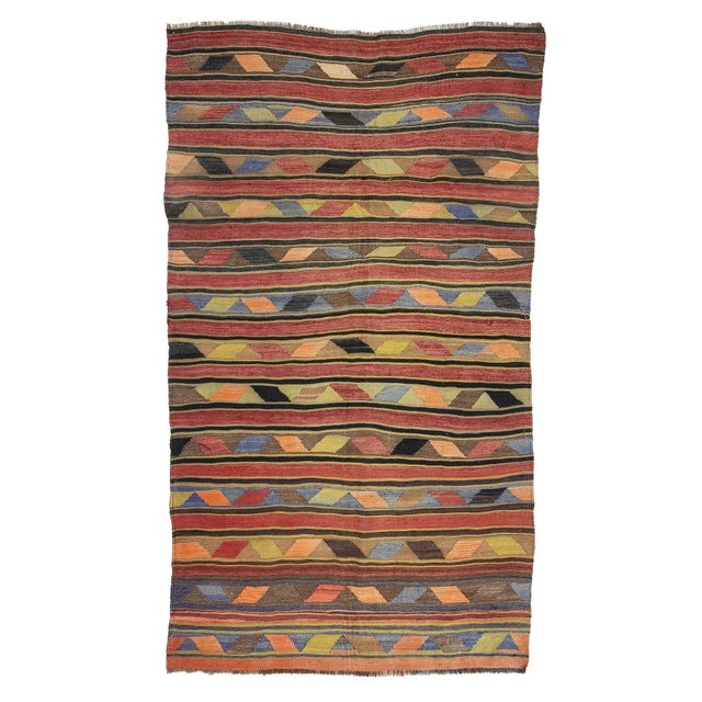 Textile Vintage Turkish Wool Kilim Rug For Sale - Image 7 of 7