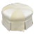 Modern Beige Upholstered Button Tufted Skirted Round Ottoman For Sale