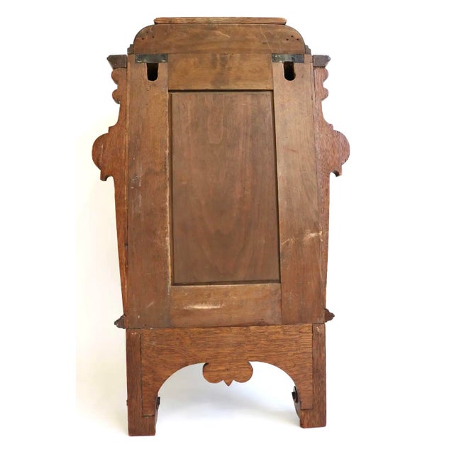 Antique Arts and Crafts European Small Wall Cabinet in Oak and Brass, 1900s For Sale - Image 15 of 16